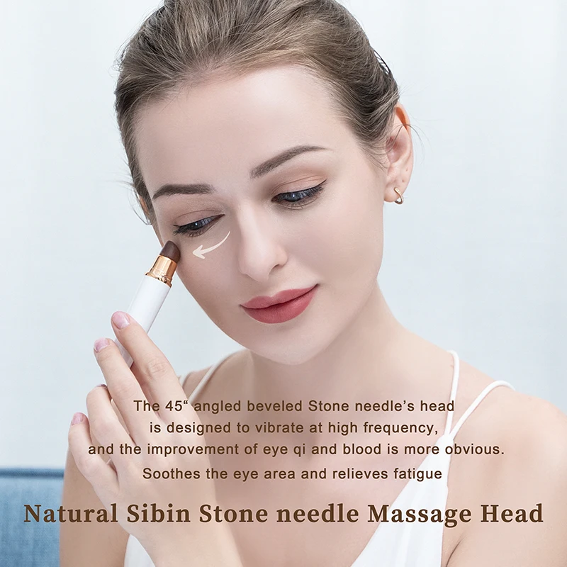 Relax Eye Massager Natural Bian stone heat Eye Beauty Device Portable Mini Eye Massage wand Stick Eliminate Dark Circles