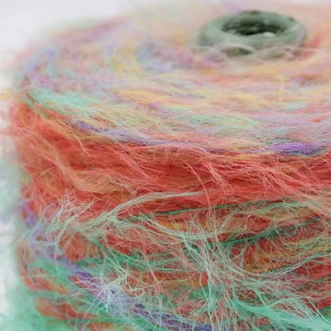 100% nylon filament yarn fancy yarn 100% nylon 5cm segmented dyed mink-like 8cm segmented dyed mink-like