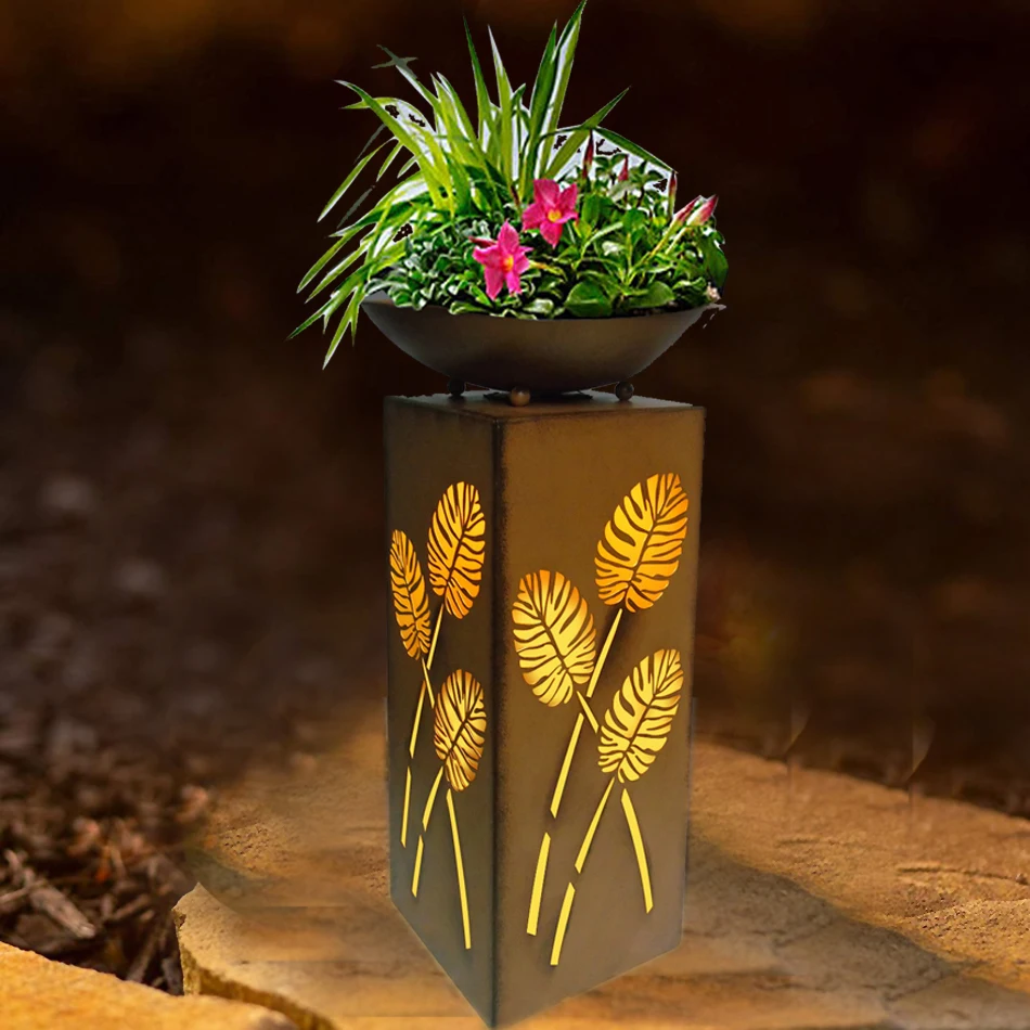 
LED garden flower pot waterproof led lights planter leaf design outdoor and indoor used with timer 