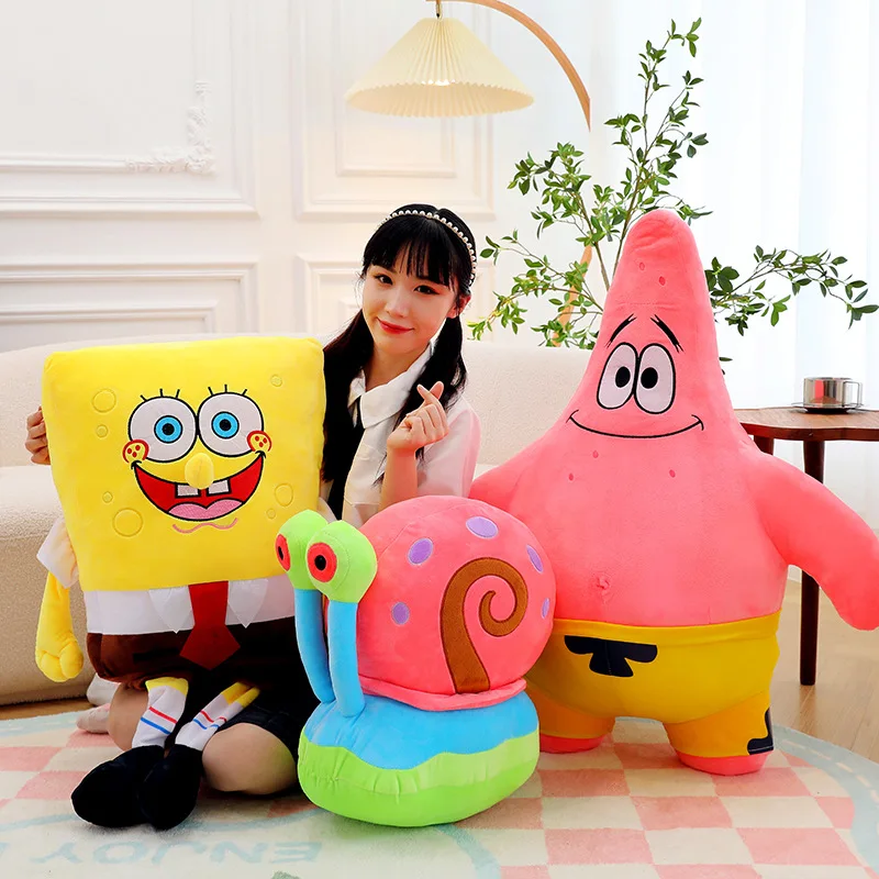 Cute Sponge Bob SquarePants Doll and Pai Daxing Doll Small Snail Plush Large Bed Pillow Doll