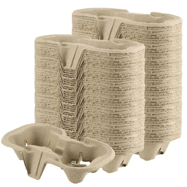 2 Cup Carrier Tray Disposable Coffee Cup Holder Tray Drink Holder Biodegradable Drink Carrier