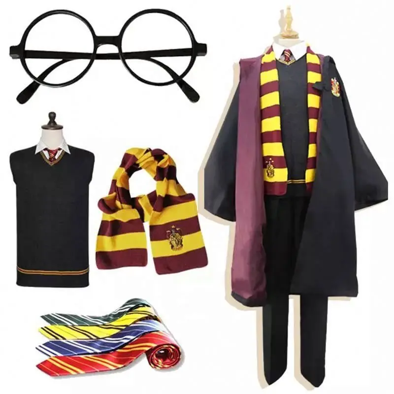 Halloween Cosplay Party Costume Robe Scarf Glasses Set Kids Costume