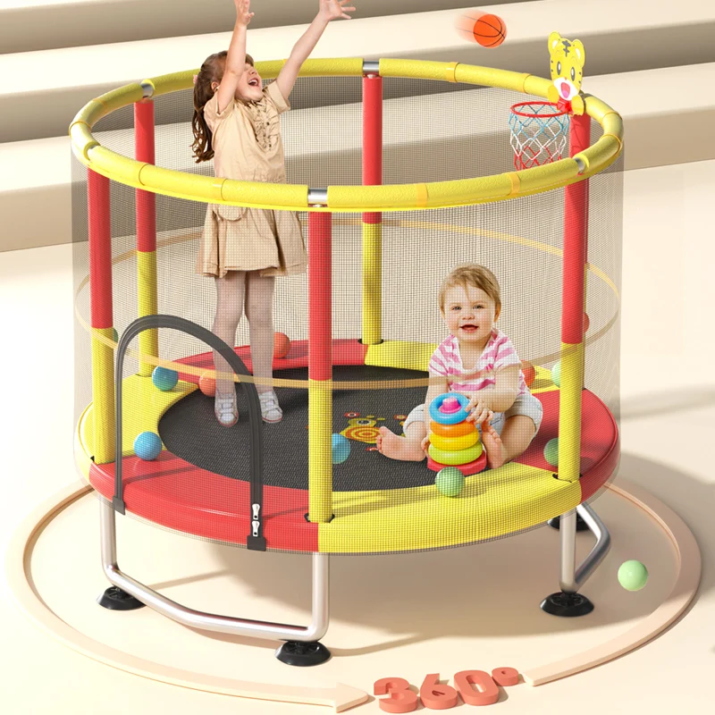 Высококачественный батут для детей, 5 футов/60 дюймов, прочный полипропилен с ПВХ оболочкой, сетчатая пена, баскетбольная подставка для прыжков