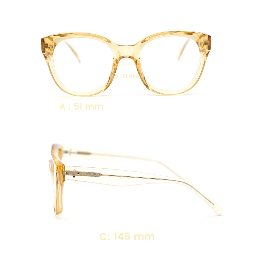 Модные прозрачные желтые ацетатные оптические очки с пружинным шарниром