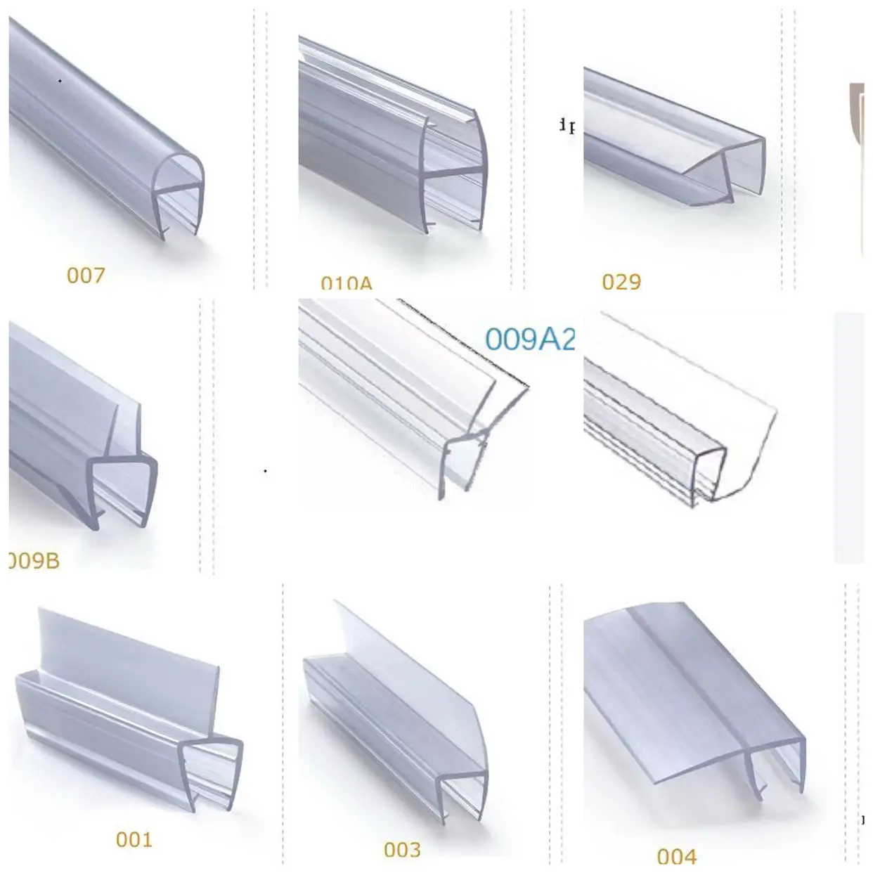 Glass Door Hardware  H-Type  shower door PVC Seal strip  Clear (Transparent) Rubber water-proofing seal