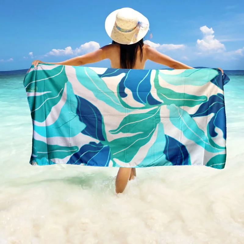 Manufacturer quick dry microfiber beach towel with custom printed sand free waffle beach towel