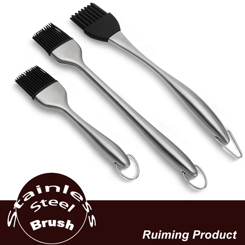 
BBQ/Grill Basting Silicone Brush and Removable Pastry Brush with stainless steel handle 