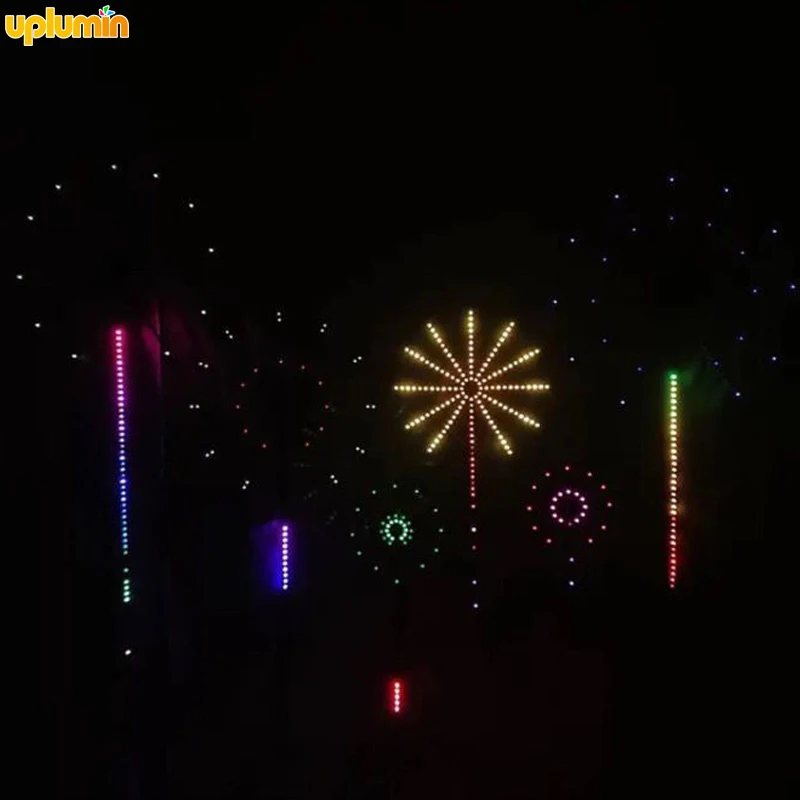 Outdoor Landscape Decorations Lighting LED Friework Light with 4 Inch Fireworks Shells Theme Park 80 IP65 RGB Snowfall Led 1600