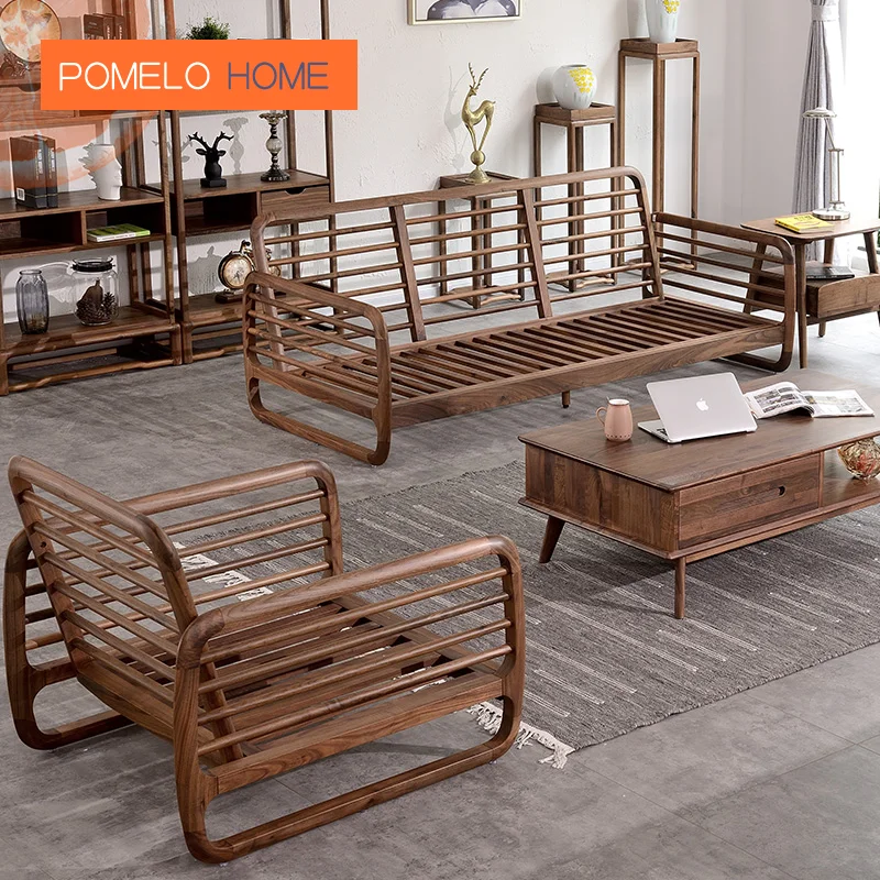 Pomelohome Imported North American black walnut single person sofa household living room supplies are hand-polished