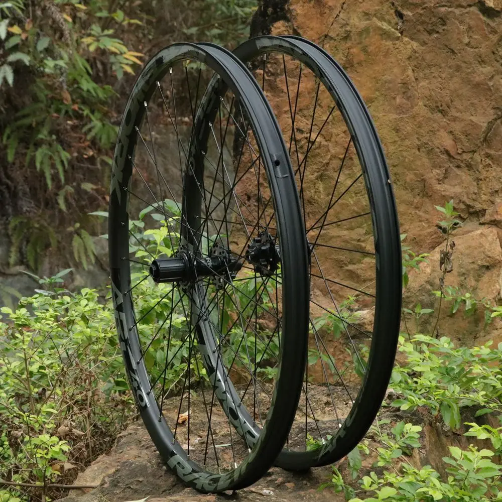 RACEWORK 29er MTB Carbon Wheels HG 10/11S Mountain Bike Thru Axle Disc Brake 28H Straight Pull Hub Carbon MTB Tubeless Wheelsets