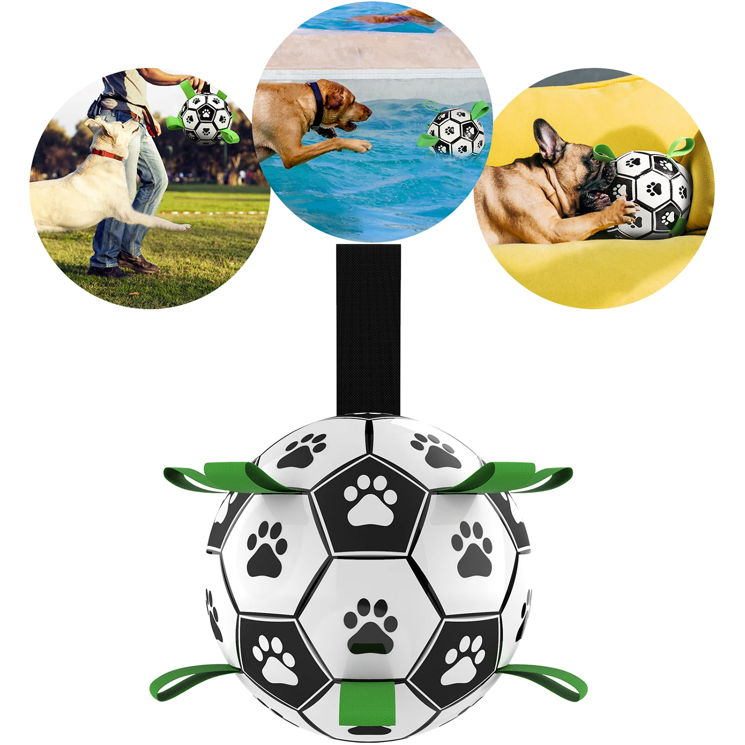 Kinyu Original Factory On Stock Dropshipping Classic Toys Interactive Dog Football Soccer Ball With Tab For Medium And Large Dog