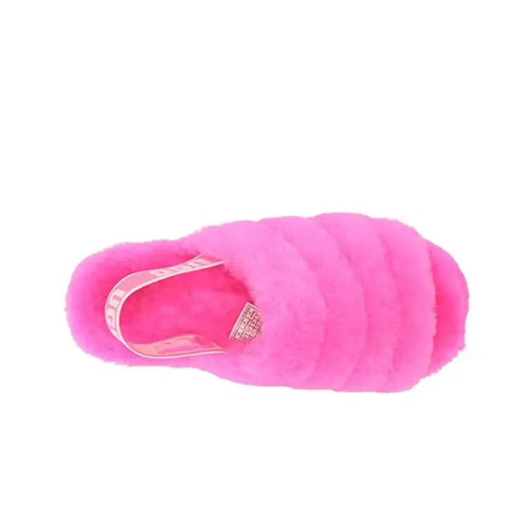 2024 Winter Lychee Bubble Slides Cotton Bubble Slipper Ladies Outdoor Sandals Home Massage Plush Bubble Slides