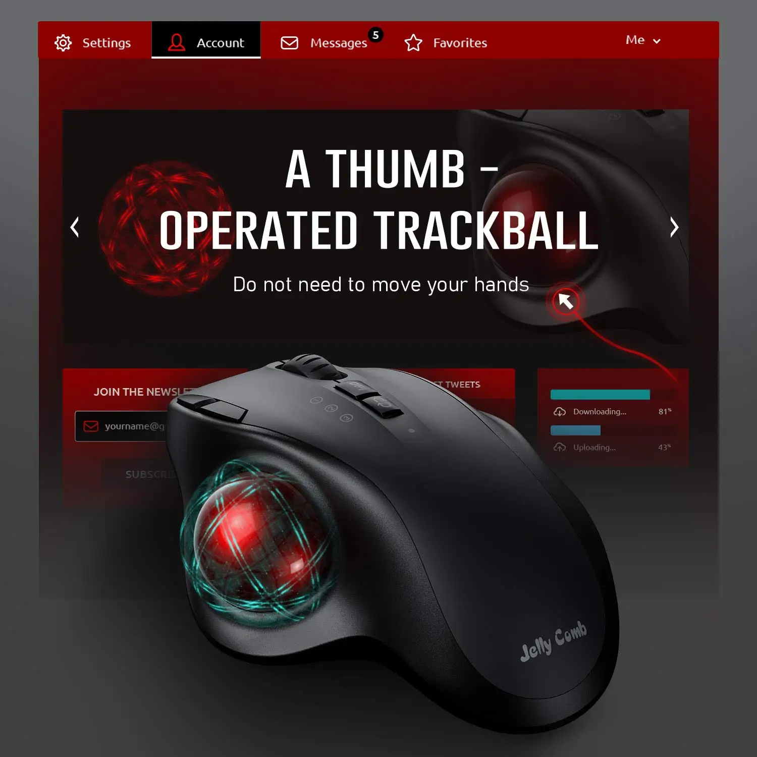 Hot Selling BT Wireless Computer Mouse  Rechargeable Dual Mode Optical Trackball Ergonomic Wireless Mouse
