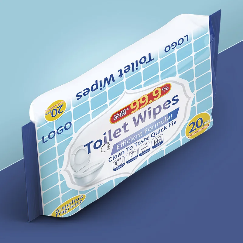 Hot Selling 40 Pieces Pouch Soothing Aloe Calendula Biodegradable Spunlace Non-Woven Flushable Wet Toilet Wipes