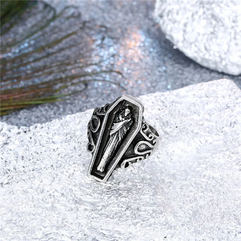 New Design Punk Mummy Ancient Silver Rings Stainless Steel Alloy Angel Men Ring