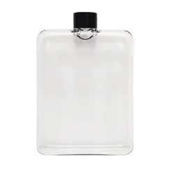 2021 New Arrival Tritan Plastic 500ml A5 A6 Notebook Memo Flat square Water Bottle BPA Free clear bottle with silicone sleeves