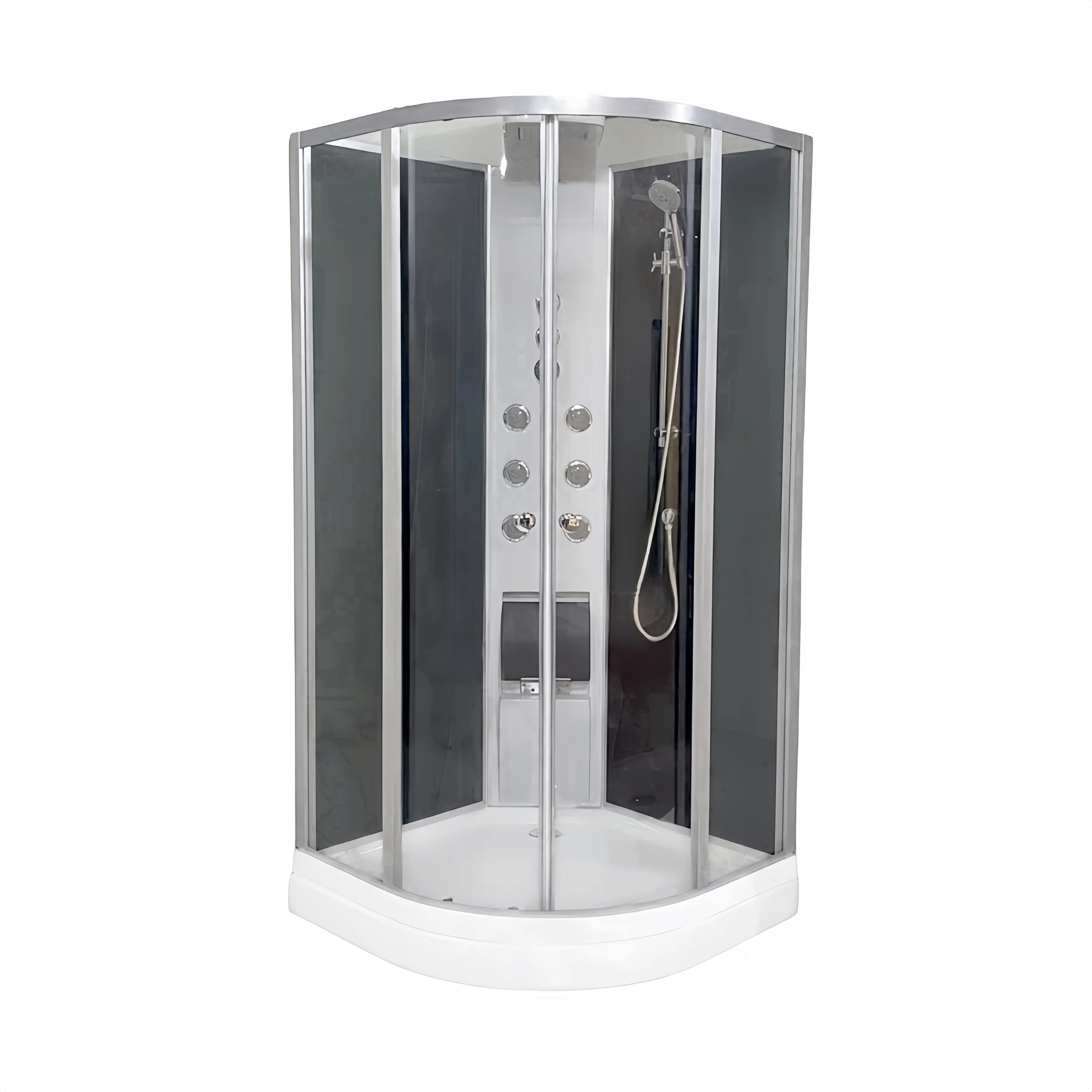 Oumeiga OEM ODM, оптовая продажа, набор изогнутых алюминиевых душевых кабин, раздвижных секторных душевых кабин, закаленное стекло, АБС