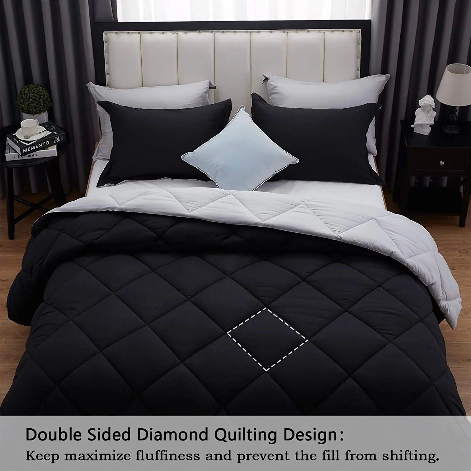 Hot sale 100% cotton fabric diamond quilting goose down comforter duvet