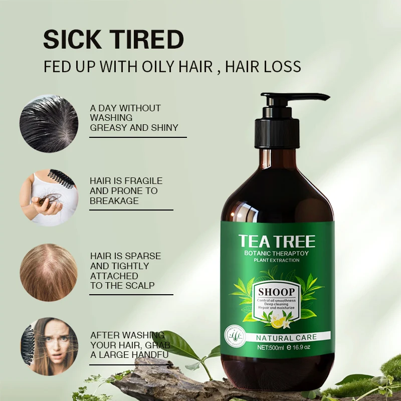Private Label Beauty Natural Organic Hair Loss Tea Tree Oil Control Anti-Dandruff Shampoo and Conditioner Products