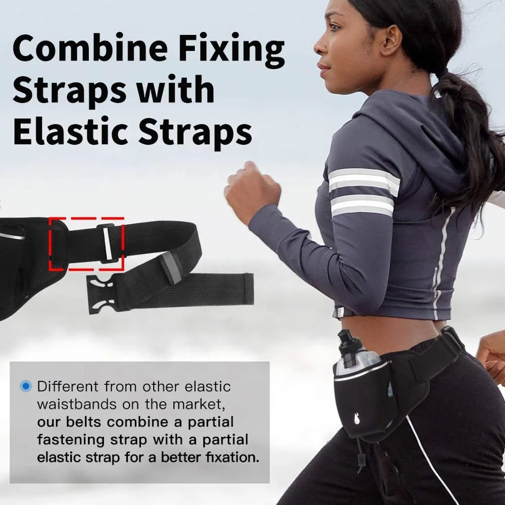 Fashion Runner Fanny Pack Running Belt Neoprene Waterproof Sport Waist Bag With 2pcs Water Bottles