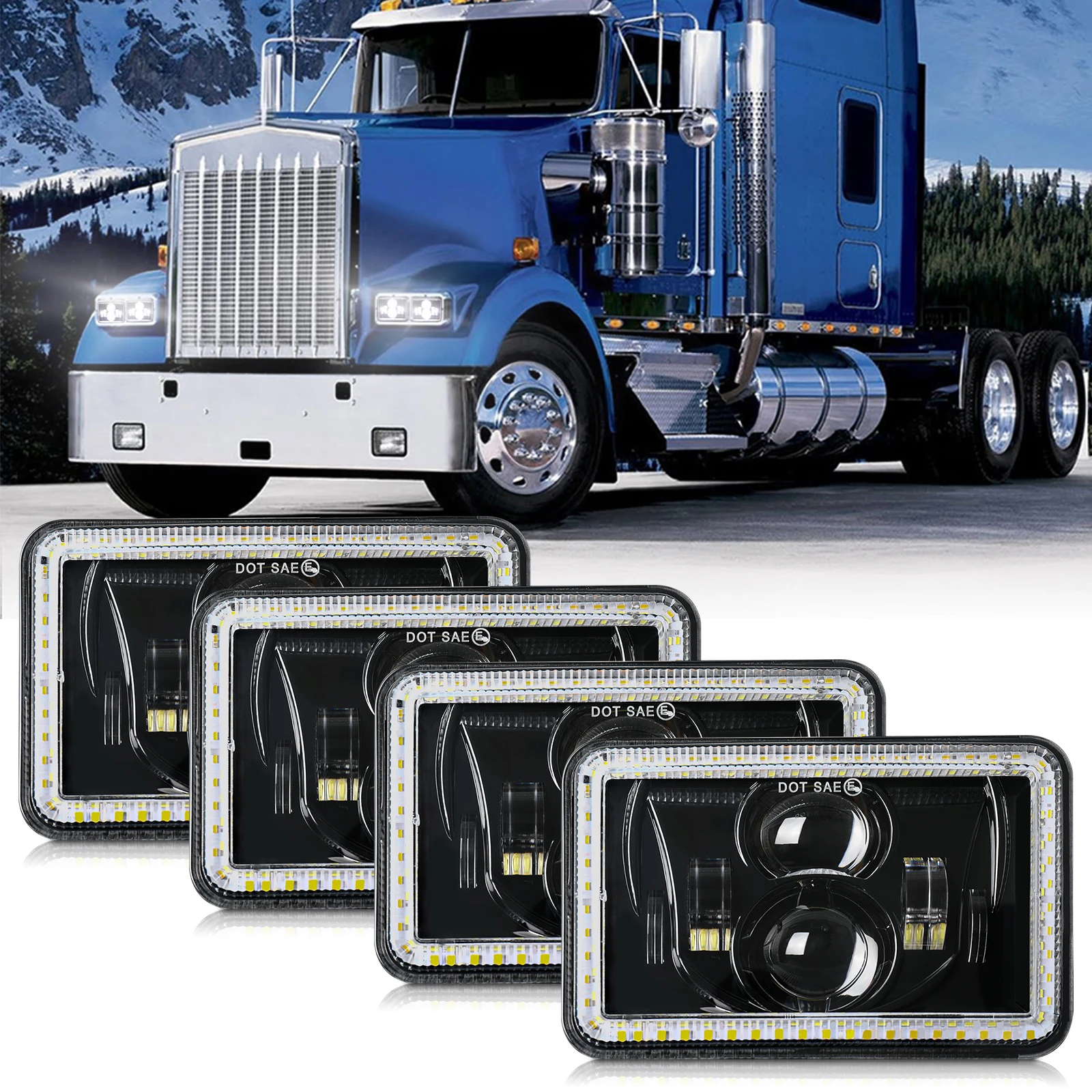 High Quality Rectangle Universal Car 4*6 inch Auto Lighting Systems Car Led Headlight