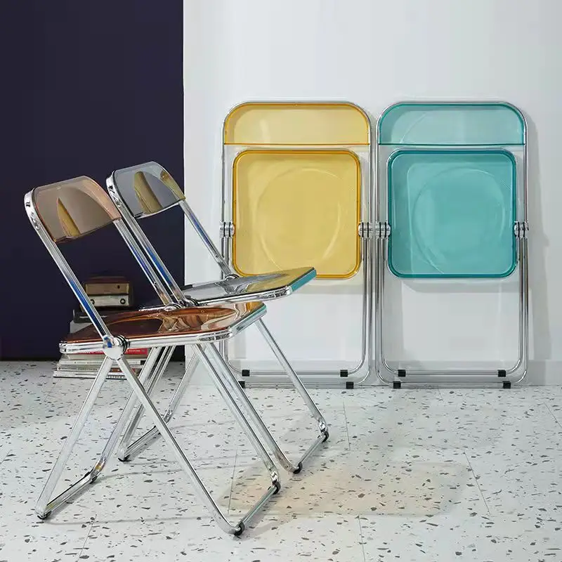 portable modern plastic stackable party metal transparent restaurant foldable chair hotel clear acrylic dining folding chairs