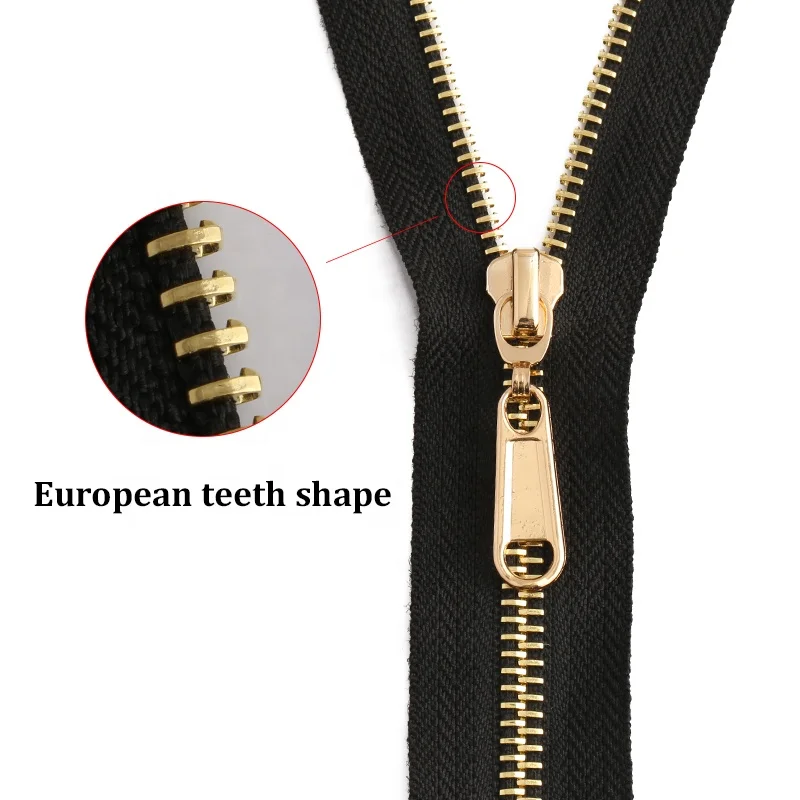 Custom High Quality #8 Swiss Teeth Brass Zipper Metal European Teeth 5# Riri Metal Zipper
