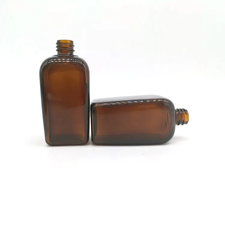 100ml Empty  Amber Color Glass Square Essential Oil Bottle china factory selling