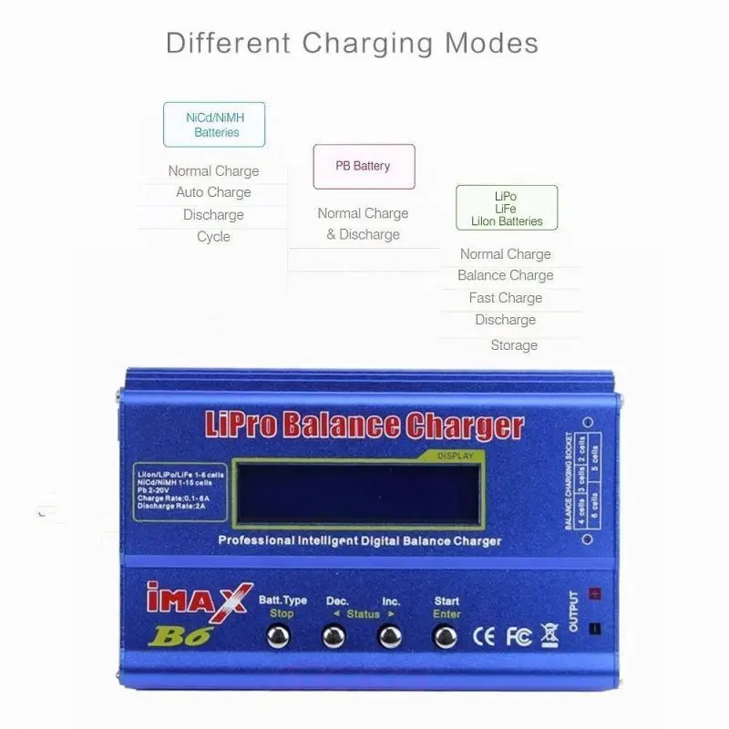 iMax B6 Balance Charger 80W 6A Li-Po/Li-Fe/Ni-MH/Li-lon/Ni-Cd/PB Battery Charger with T plug/Tamiya/XT60 optional