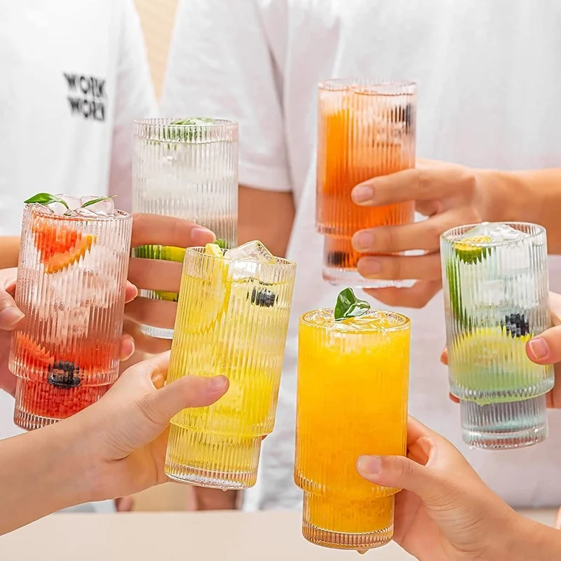 200ml/320ml 7oz/11oz Fluted choice long-lasting ribbed  Drinking Glasses  for Cocktail Whiskey Beer Water