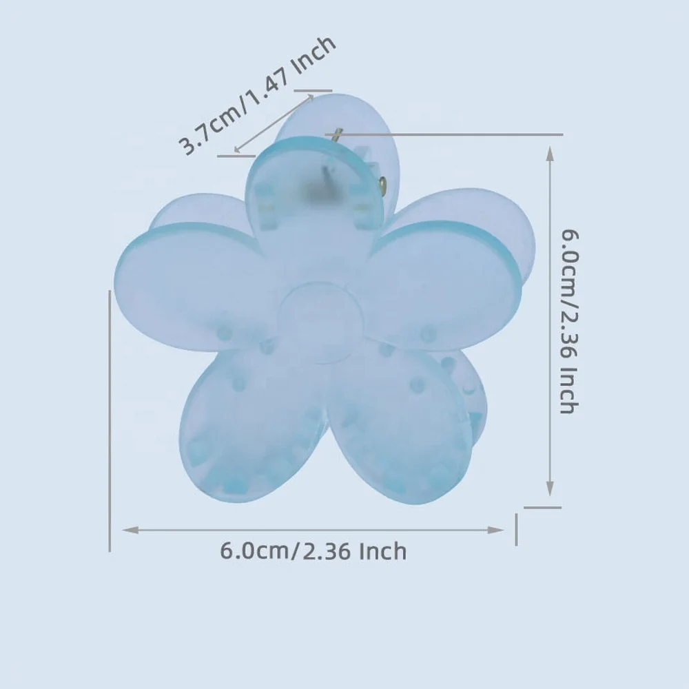 Cute Mini Flower Shape Matte Acrylic Hair Claw Frosted Solid Colors Small Size Shark Teeth Plastic Hair Clips