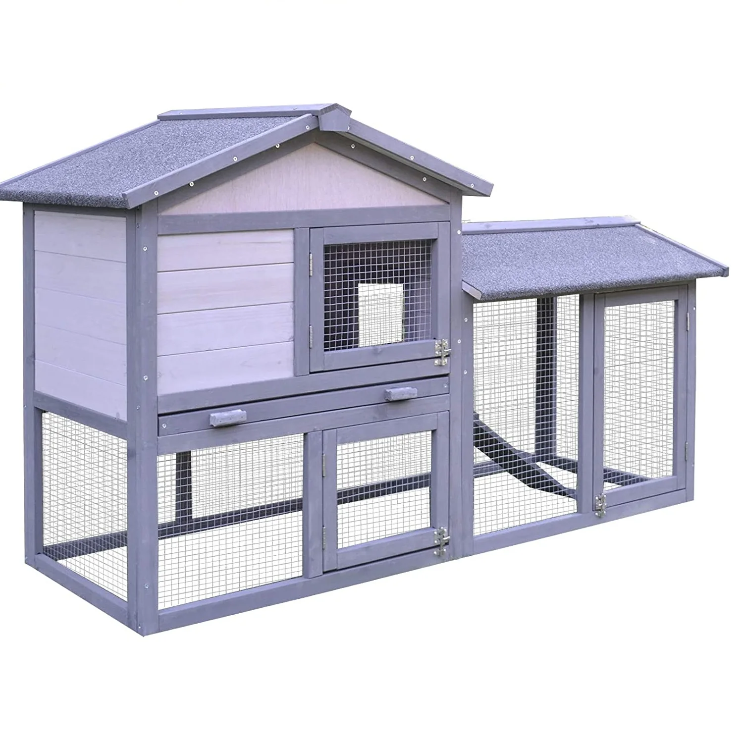 Large Outdoor Raised Wood Rabbit Hutch Animal Enclosure For Run Bunny Cage