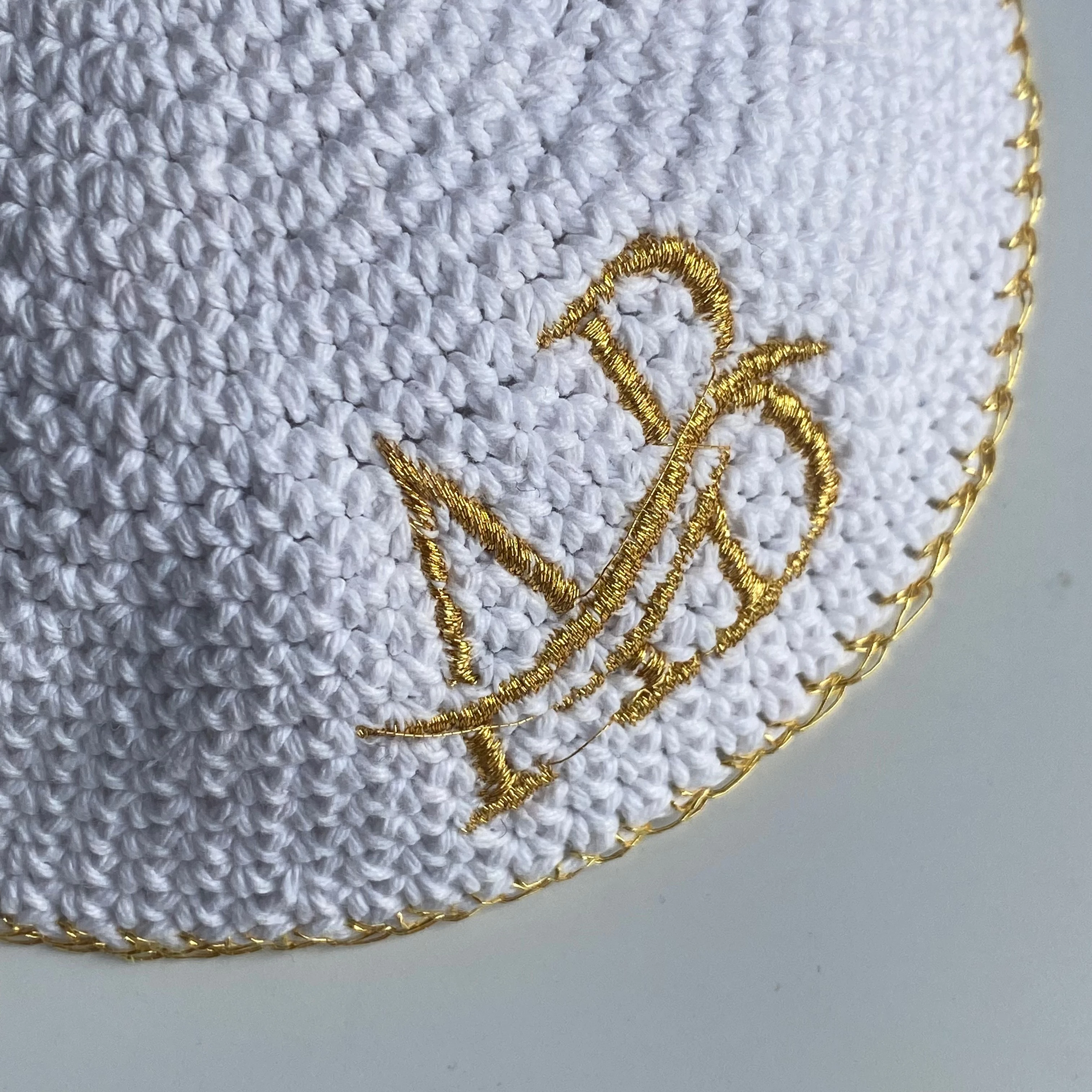 Custom hand knitting   Crocheted Jewish Yarmulka Kippah  with Custom Designs Israel  knitting embroidery kippah