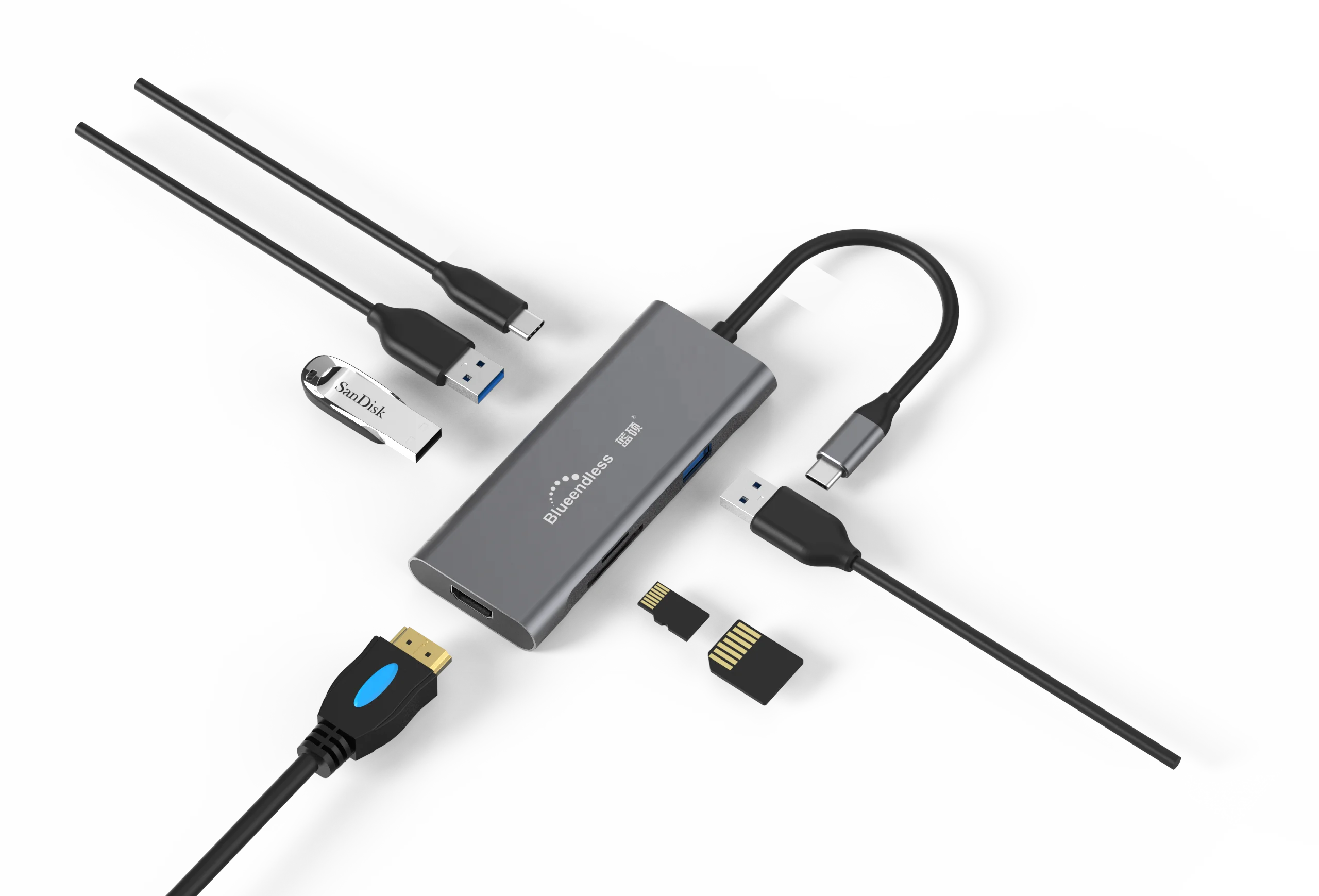 7 IN1 USB C концентратор с 4K HD TV 100 Вт Питание доставки док-станция 3 0 слот для карт памяти портов ноутбук адаптер переменного