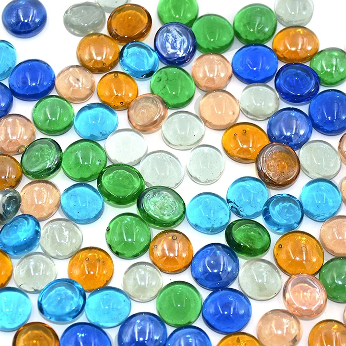 Vase Filler 17-19MM Mix Colors Flat Glass Beads Wholesale Flat Clear Marbles Pebbles