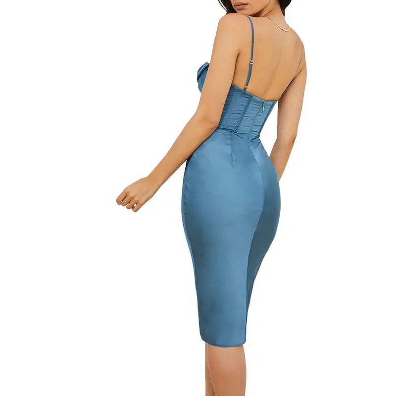 OLAESA Fashion Luxury Summer Backless Dresses Pink Corset Dress Custom Satin Lady Bodycon Mini Evening Dress For Women