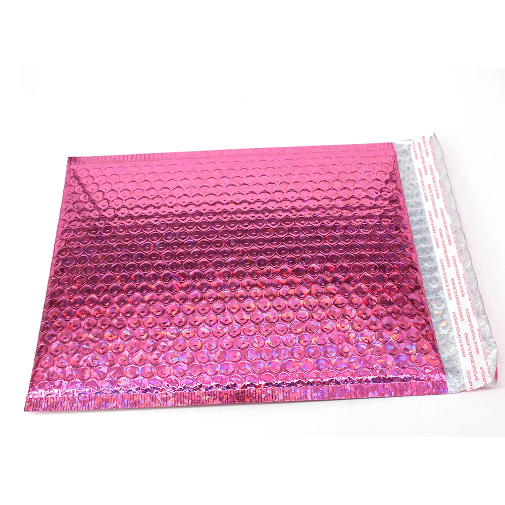 Metallic Foil Rose Gold Custom Logo Padded Bubble Envelopes Mailing Bags Poly Bubble Mailer