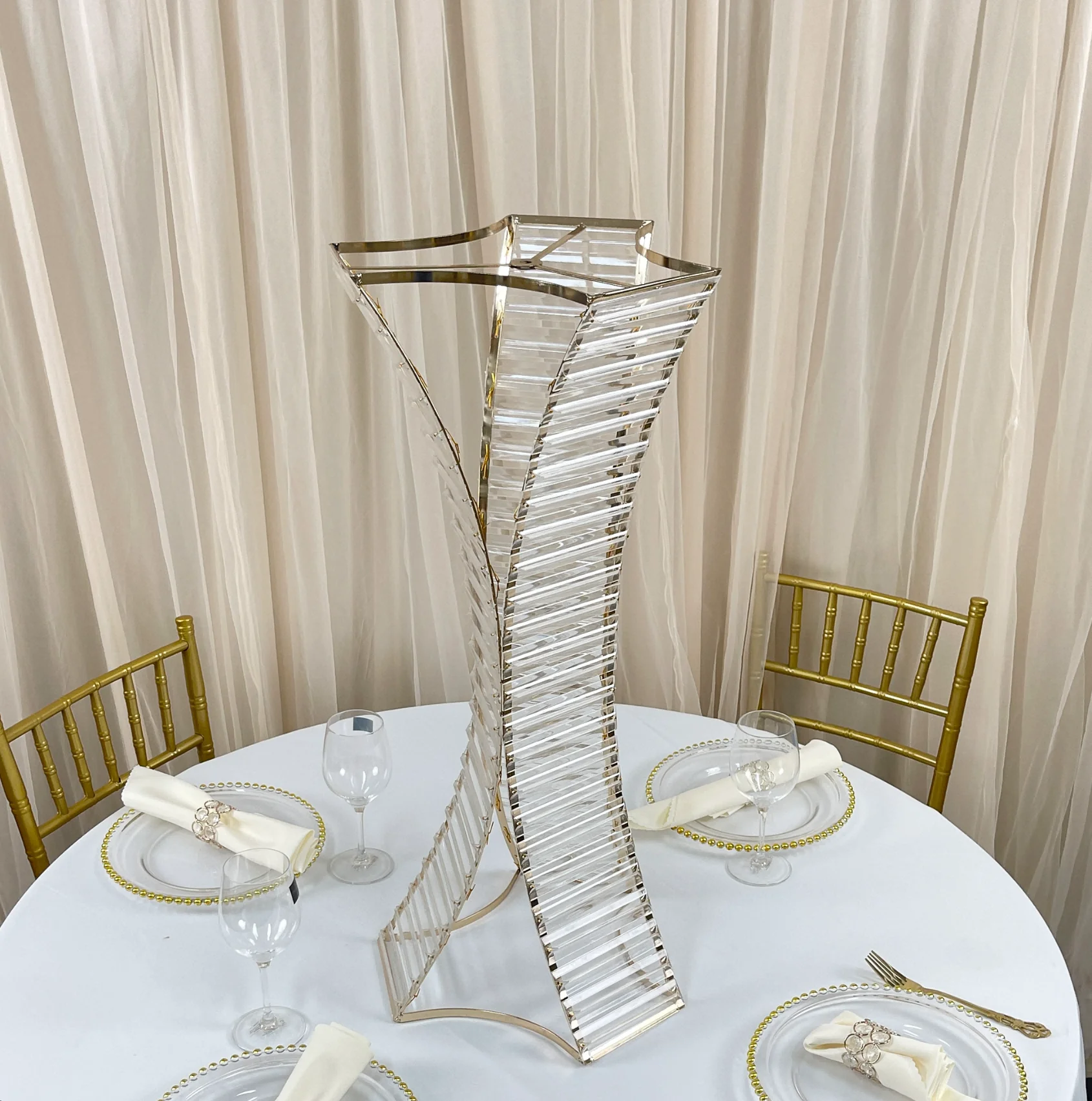 flower vase stands metal acrylic candle holder party arrangement golden wedding table centerpiece decoration