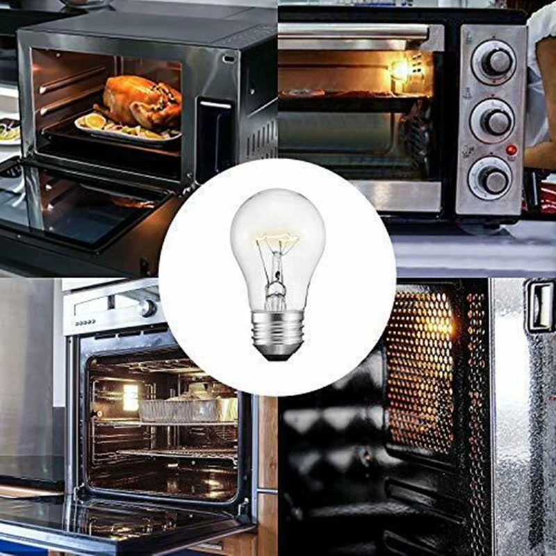 A15 Incandescent Light Bulb, 120V Appliance Bulb with E26 Medium Base, 40W High temperature resistant bulb for Oven & Microwave