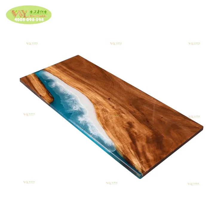Fashionable River Edge Walnut Slab Epoxy Resin Table Top  Solid Wood Crystal Clear Table Top Epoxy Resin Dining Table