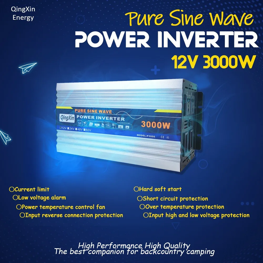 3000W DC 12V 24V 48V To AC 110V 220V Pure Sine Wave Power Inverter 3000 Watt 3KW For Household energy storage and battery pack