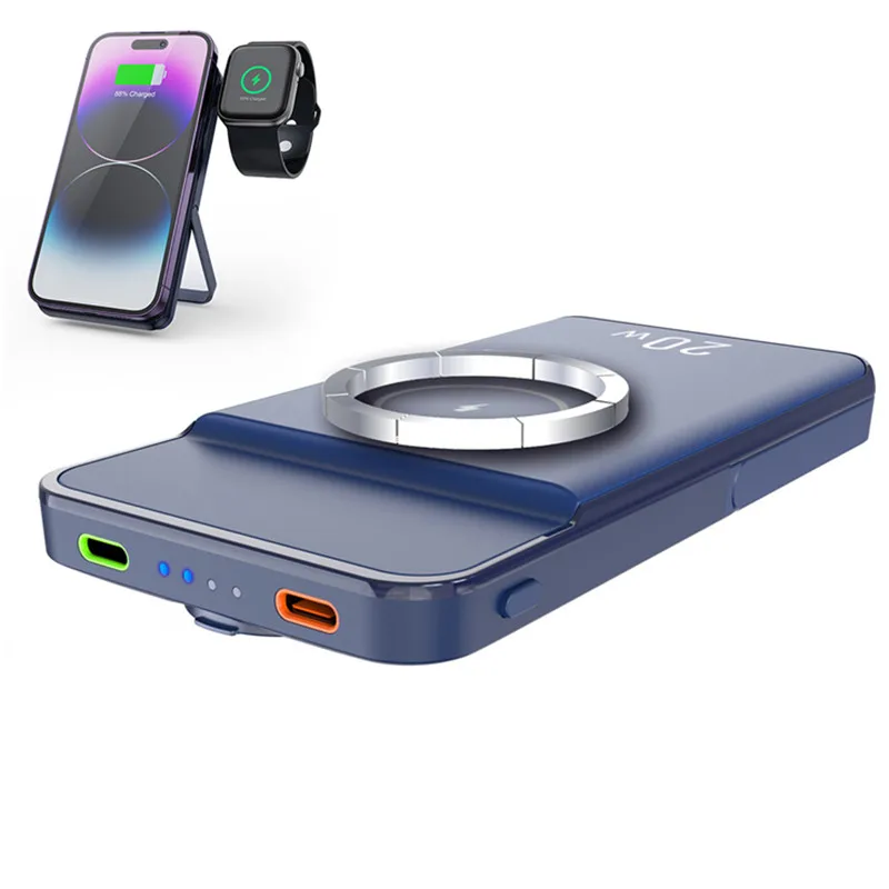Portable 10000mAh 20W Magnetic Wireless Power Bank For iPhone 15/14/13/12 series Phones iWatch Ultra SE
