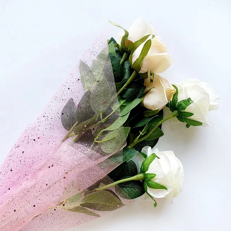 
Festival foliage Flower Wrapping Metallic Organza Fabric Gift Wrap material 