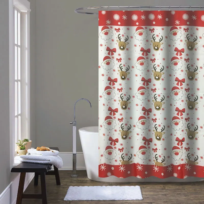 Bathroom Waterproof and Mildew-proof Christmas Shower Curtain Digital 3D Shower Curtain Printing Shower Curtain