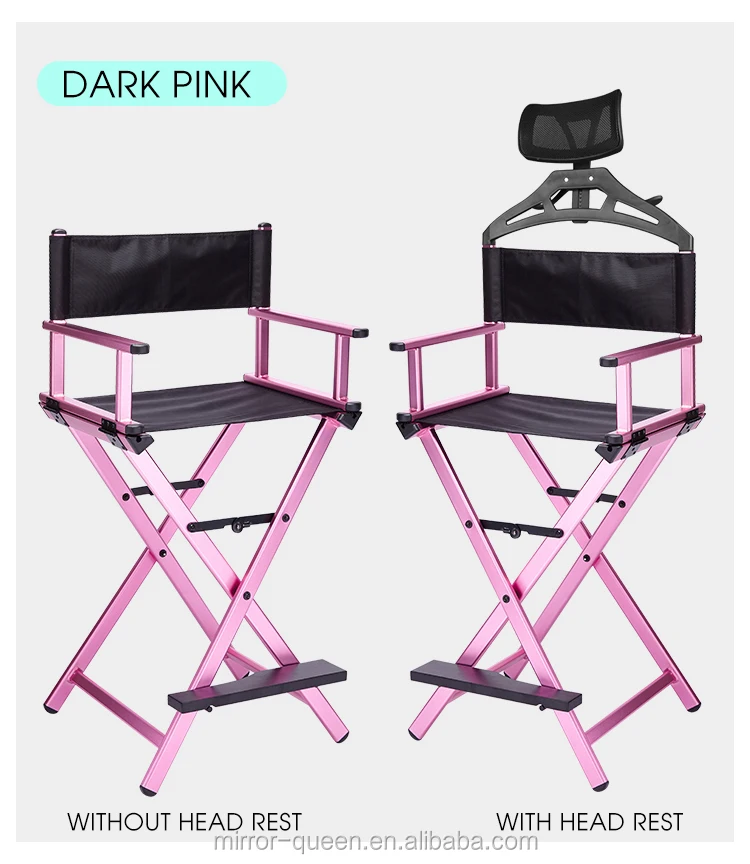 Aluminum folding chair portable makeup chair with footrest easy to travel director chair in studio for filmmaking