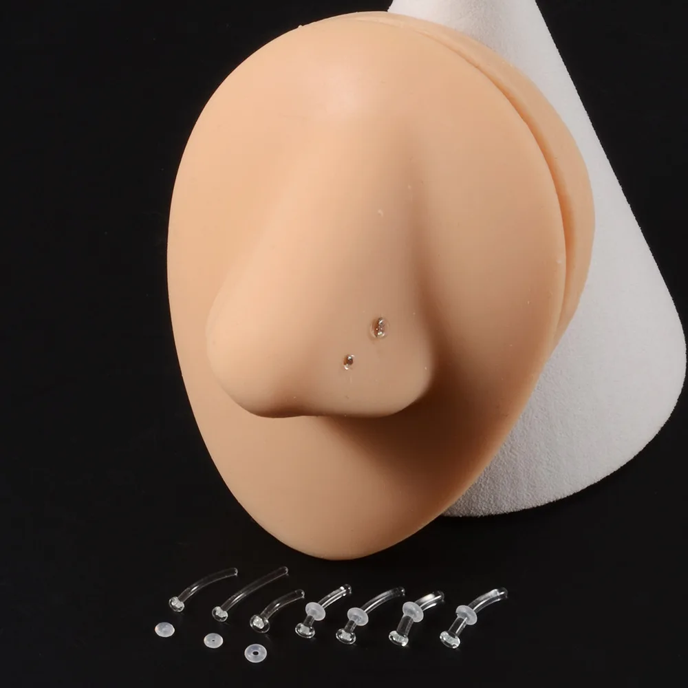 14G 16G 18G Clear Flexible Bioplast Retainer Navel Belly Ring Eyebrow Tongue Nipple Barbell Nose Lip Labret Stud