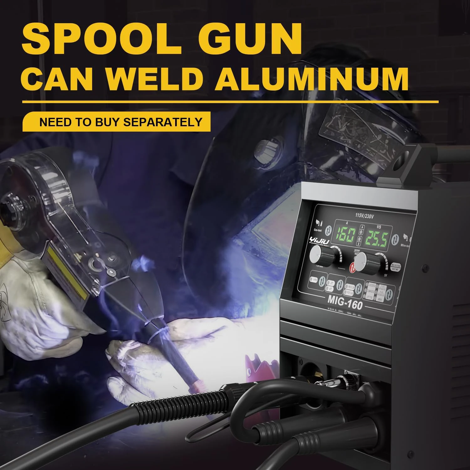 YIJIU  200A  Mig Welder,  6 in 1  Multi-Process Stick /Gas /Gasless Flux Core Mig/Lift TIG/Spot Welding/Spool GunWelding Machine