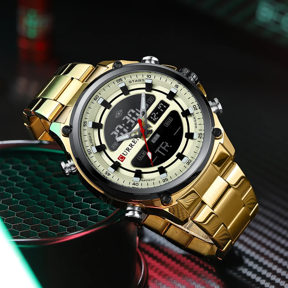 CURREN Top Brand Mens Watches Waterproof Male Watch LED Quartz Digital Sport Wrist Watch Male Relogio Masculino