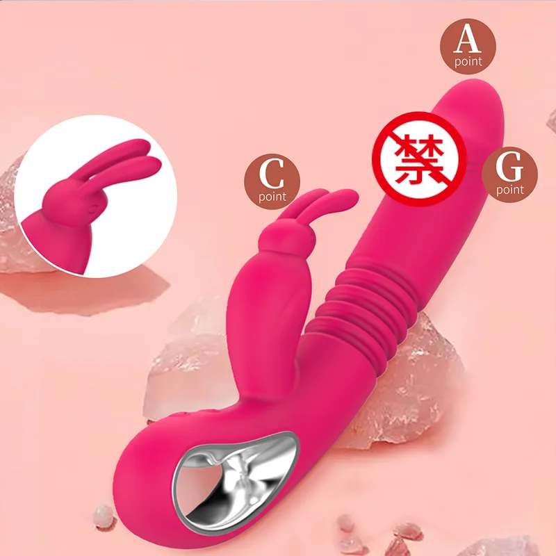 12 Frequency heating Vibration Masturbator Adult Women Masturbation telescopic dildo USB Rechargeable Rabbit Vibrator