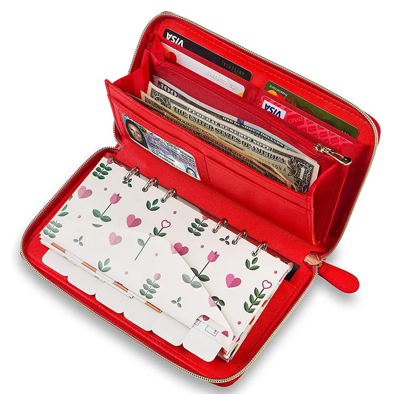 Large Capacity Multi Use All-in-One Cash Budget Binder Envelope System Wallet Budget Binder with cash envelopes